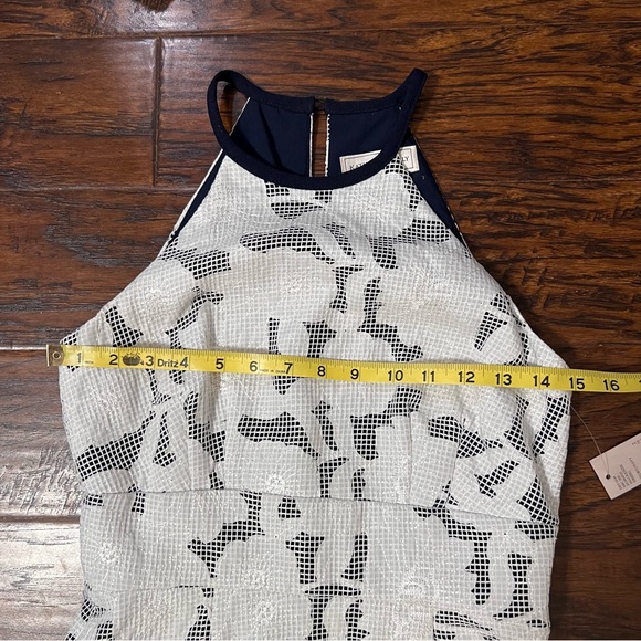 NWT Katherine Kelly “Mackenzie Dress” Ivory/Navy Exquisite Stitched Overlay Sz 2 - Picture 8 of 15